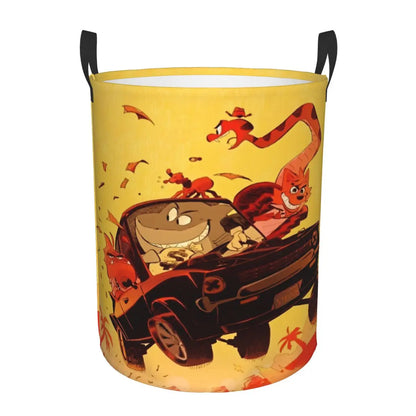 Collapsible Clothes Hamper, Cartoon Laundry Basket and Large Storage Bin, S or M Size with 21 Design Options - product view 6