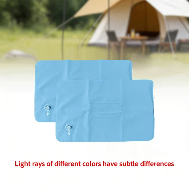 Inflatable Travel Pillow 2-Piece Set, PVC Air Cushion with Washable Plush Surface for Airplane, Car, Office and Camping - product view 1