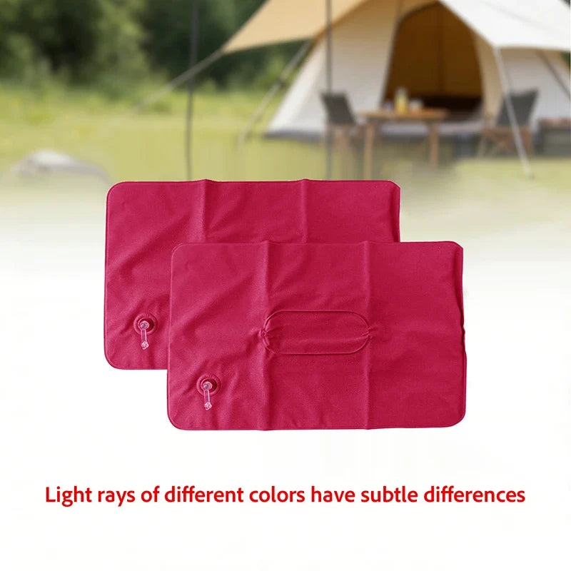 Inflatable Travel Pillow 2-Piece Set, PVC Air Cushion with Washable Plush Surface for Airplane, Car, Office and Camping - product view 3