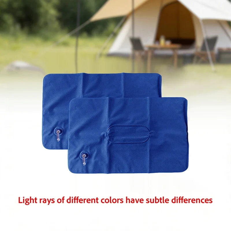 Inflatable Travel Pillow 2-Piece Set, PVC Air Cushion with Washable Plush Surface for Airplane, Car, Office and Camping - product view 6