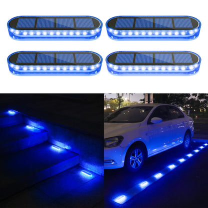 Solar LED Deck Lights, 4-Pack Blue Outdoor Step Lights, IP68 Waterproof, Rechargeable 1000mAh Battery for Stairs, Fence and Patio - product view 4