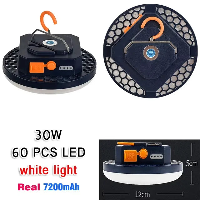Rechargeable LED Camping Lantern, Magnetic Hook, USB and Type-C 2A Charging, 4 Light Levels, 15W or 30W Options - product view 6