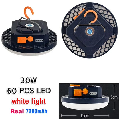 Rechargeable LED Camping Lantern, Magnetic Hook, USB and Type-C 2A Charging, 4 Light Levels, 15W or 30W Options - product view 6