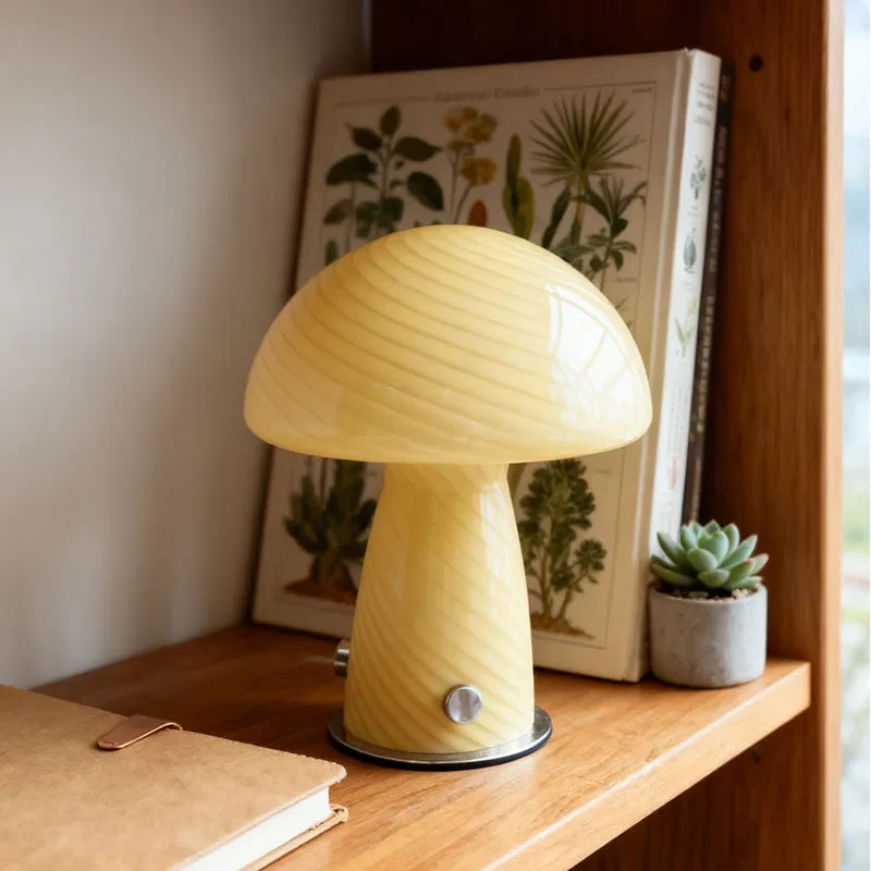 Glass Mushroom Table Lamp, Dimmable LED Bedside Light, 5V DC Modern Decorative Lamp for Bedroom, Study or Reading - product view 3