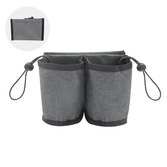 Luggage Cup Holder, Foldable Nylon Travel Drink Carrier, 8 cm Holder for Suitcase Handles, Grey or Black - product view 1