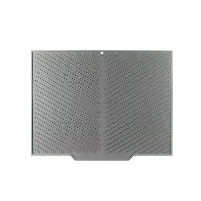 Silicone Dish Drying Mat, Square Modern Sink Splash Guard with Drainage Holes, Non-Slip Space-Saving Design, Light Grey - product view 1
