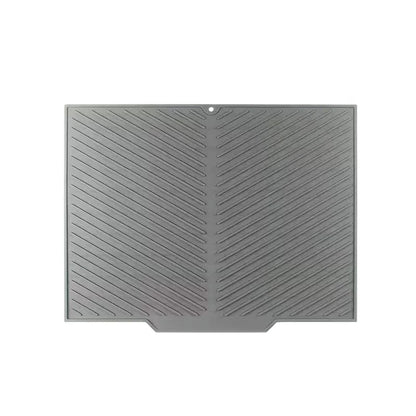 Silicone Dish Drying Mat, Square Modern Sink Splash Guard with Drainage Holes, Non-Slip Space-Saving Design, Light Grey - product view 1