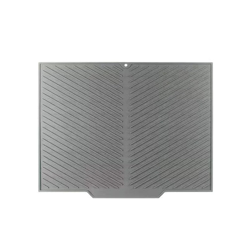 Silicone Dish Drying Mat, Square Modern Sink Splash Guard with Drainage Holes, Non-Slip Space-Saving Design, Light Grey - product view 1