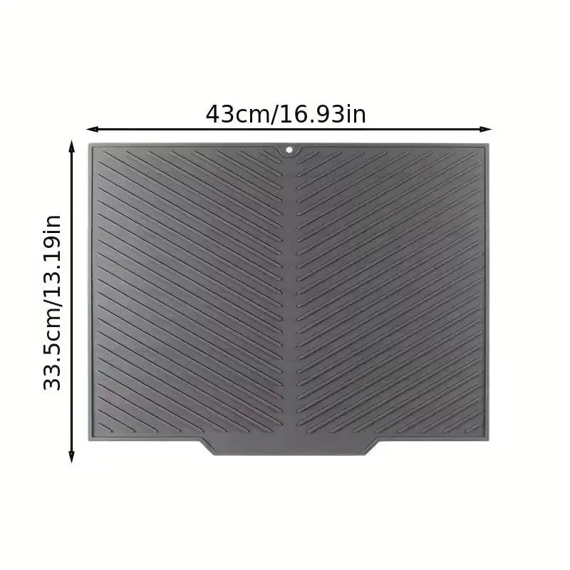 Silicone Dish Drying Mat, Square Modern Sink Splash Guard with Drainage Holes, Non-Slip Space-Saving Design, Light Grey - product view 5
