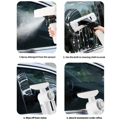 Electric Cordless Window Cleaner Vacuum, USB Rechargeable Portable Glass Wiper for Home and Car Windows, White - product view 3