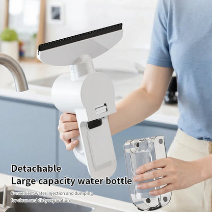 Electric Cordless Window Cleaner Vacuum, USB Rechargeable Portable Glass Wiper for Home and Car Windows, White - product view 4