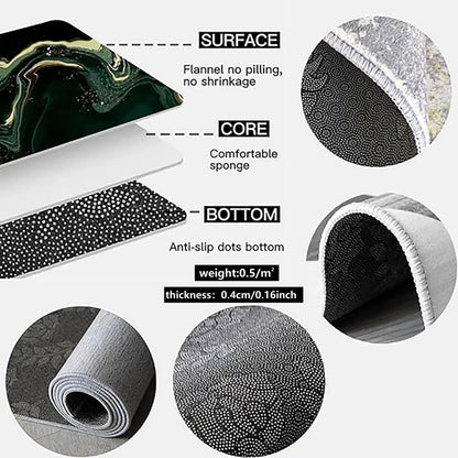 Blue Grey Floral Runner Rug, Machine Washable, Anti-Slip PVC Backing, Fade-Resistant Machine-Made Carpet for Hallways - product view 5