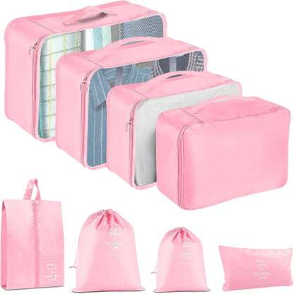 8-Piece Packing Cubes Set, Reusable Rectangular Polyester Travel Organizer Bags with Flat Pattern for Suitcases - product view 3