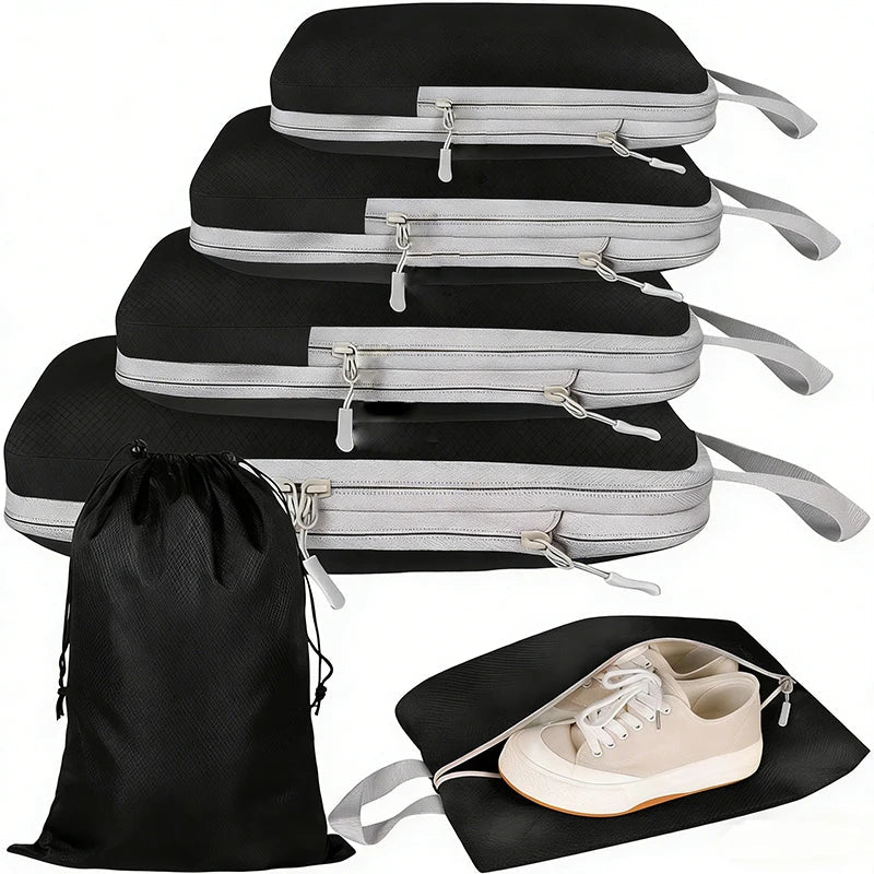 6-Piece Compression Packing Cubes, Reusable Polyester Rectangular Luggage Organizer Bags for Suitcases, Wardrobes and Travel - product view 1