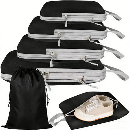 6-Piece Compression Packing Cubes, Reusable Polyester Rectangular Luggage Organizer Bags for Suitcases, Wardrobes and Travel - product view 1