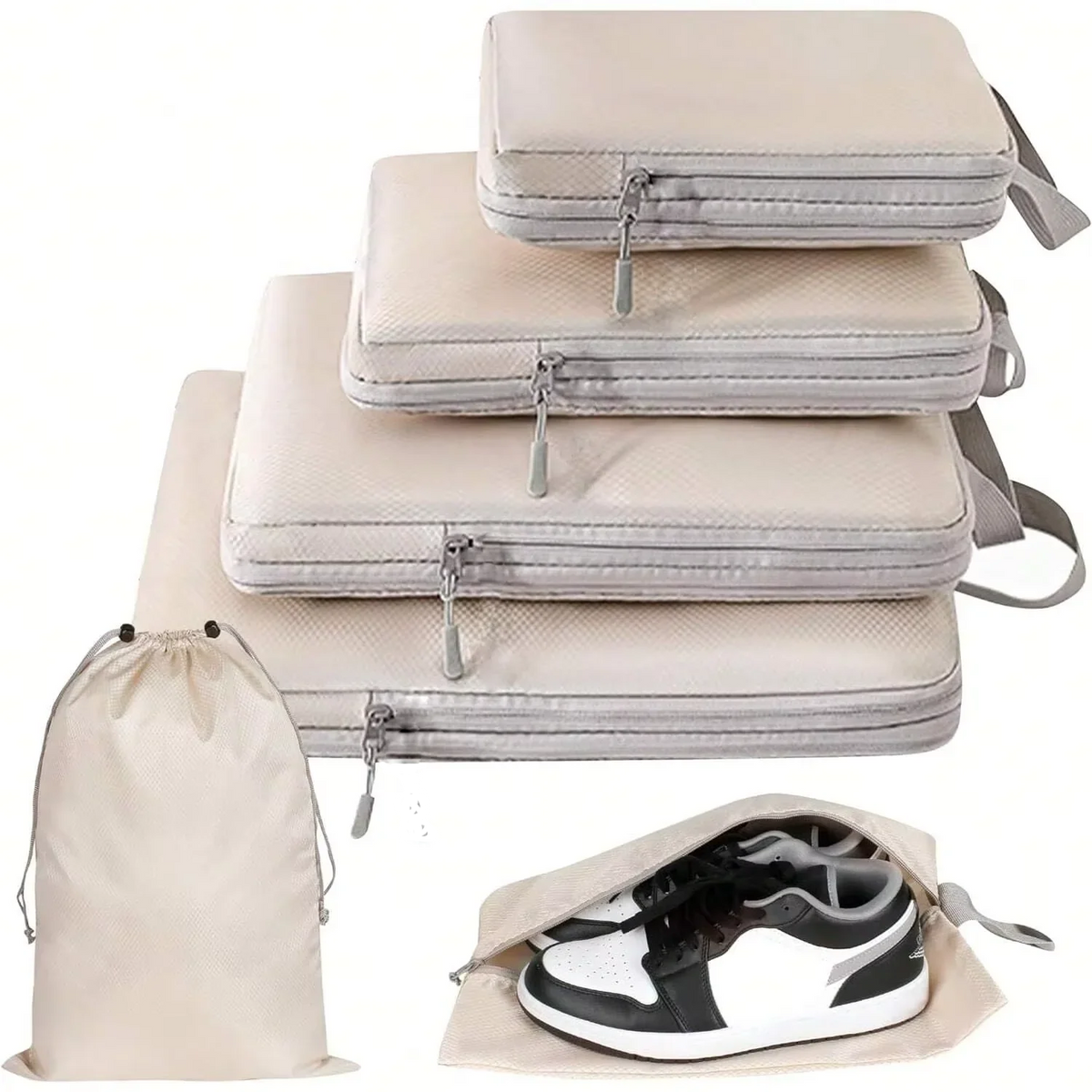 6-Piece Compression Packing Cubes, Reusable Polyester Rectangular Luggage Organizer Bags for Suitcases, Wardrobes and Travel - product view 5