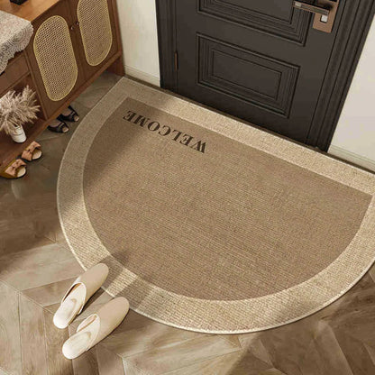 Semicircular Polyester Door Mat, Anti-Slip Modern Machine-Made Porch and Bathroom Mat, Brown, 3 Size Options - product view 1