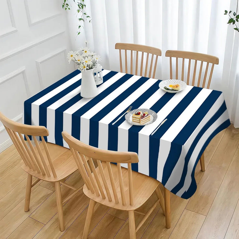 Striped Tablecloth, Waterproof Reusable Machine-Washable Blending Fabric Table Cover, Multiple Sizes for Dining, Outdoor and Parties - product view 2