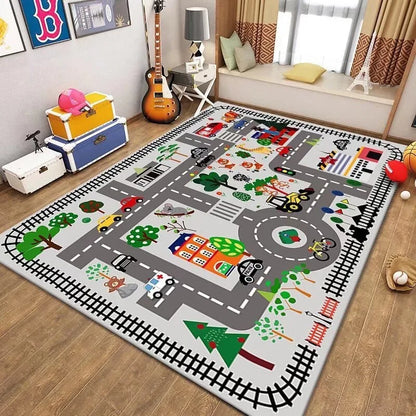 Kids City Road Play Mat, Printed 100% Polyester Rug with PVC Backing, Machine Made, Multiple Sizes for Bedroom and Indoor Floors - product view 4