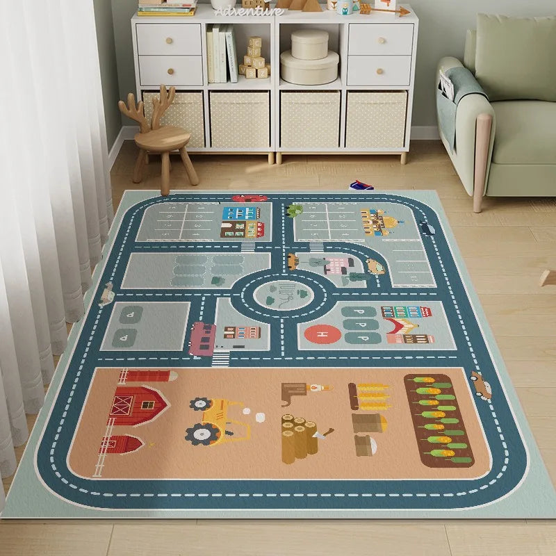 Kids City Road Play Mat, Printed 100% Polyester Rug with PVC Backing, Machine Made, Multiple Sizes for Bedroom and Indoor Floors - product view 5