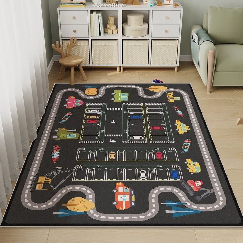 Kids City Road Play Mat, Printed 100% Polyester Rug with PVC Backing, Machine Made, Multiple Sizes for Bedroom and Indoor Floors - product view 6