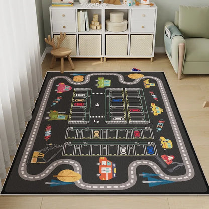 Kids City Road Play Mat, Printed 100% Polyester Rug with PVC Backing, Machine Made, Multiple Sizes for Bedroom and Indoor Floors - product view 6