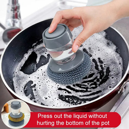 Soap Dispensing Dish Brush, Plastic Kitchen Scrubber for Washing Dishes, Pots and Pans, Portable Manual Cleaning Tool - product view 2
