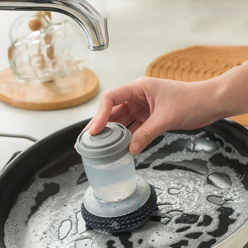 Soap Dispensing Dish Brush, Plastic Kitchen Scrubber for Washing Dishes, Pots and Pans, Portable Manual Cleaning Tool - product view 6