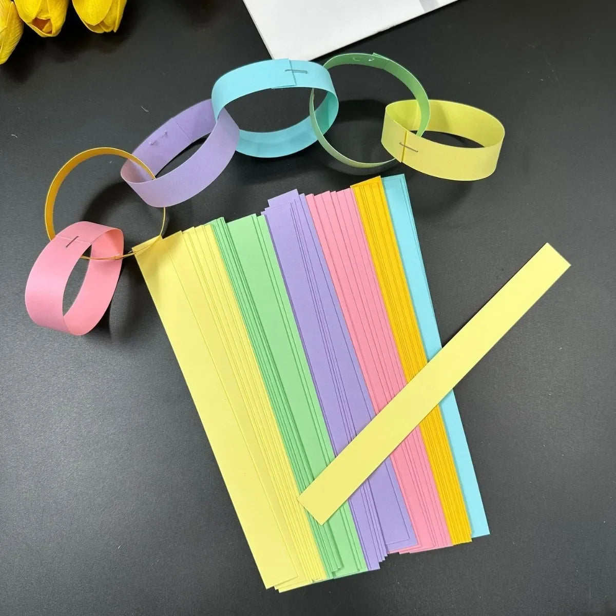 Colorful Paper Chain Garland, DIY Birthday and Wedding Party Decorations with Double-Sided Tape, 100-Piece Sets and 4 m Options - product view 2