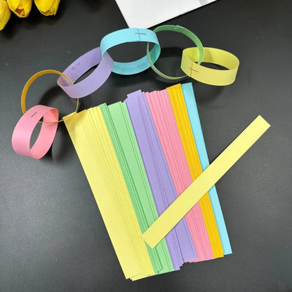 Colorful Paper Chain Garland, DIY Birthday and Wedding Party Decorations with Double-Sided Tape, 100-Piece Sets and 4 m Options - product view 2
