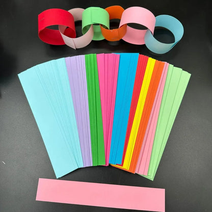 Colorful Paper Chain Garland, DIY Birthday and Wedding Party Decorations with Double-Sided Tape, 100-Piece Sets and 4 m Options - product view 3
