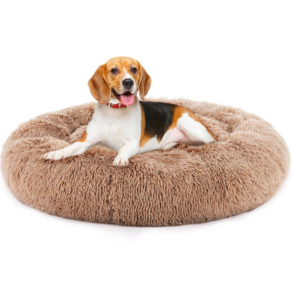Round Plush Dog Bed, Coral Fleece Solid Pet Bed, Washable Non-Slip Design, S–XL Sizes for Dogs - product view 1