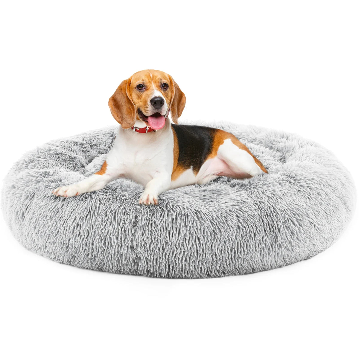 Round Plush Dog Bed, Coral Fleece Solid Pet Bed, Washable Non-Slip Design, S–XL Sizes for Dogs - product view 2