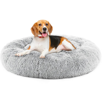 Round Plush Dog Bed, Coral Fleece Solid Pet Bed, Washable Non-Slip Design, S–XL Sizes for Dogs - product view 2