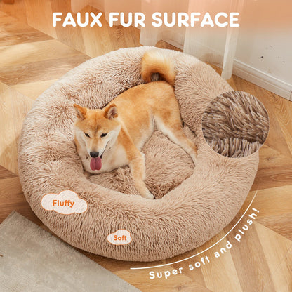 Round Plush Dog Bed, Coral Fleece Solid Pet Bed, Washable Non-Slip Design, S–XL Sizes for Dogs - product view 4