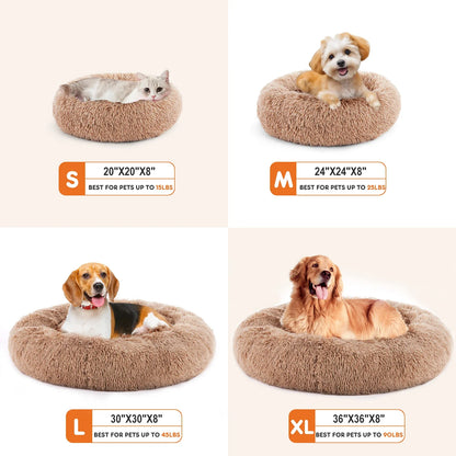Round Plush Dog Bed, Coral Fleece Solid Pet Bed, Washable Non-Slip Design, S–XL Sizes for Dogs - product view 5