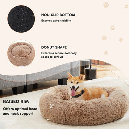 Round Plush Dog Bed, Coral Fleece Solid Pet Bed, Washable Non-Slip Design, S–XL Sizes for Dogs - product view 6