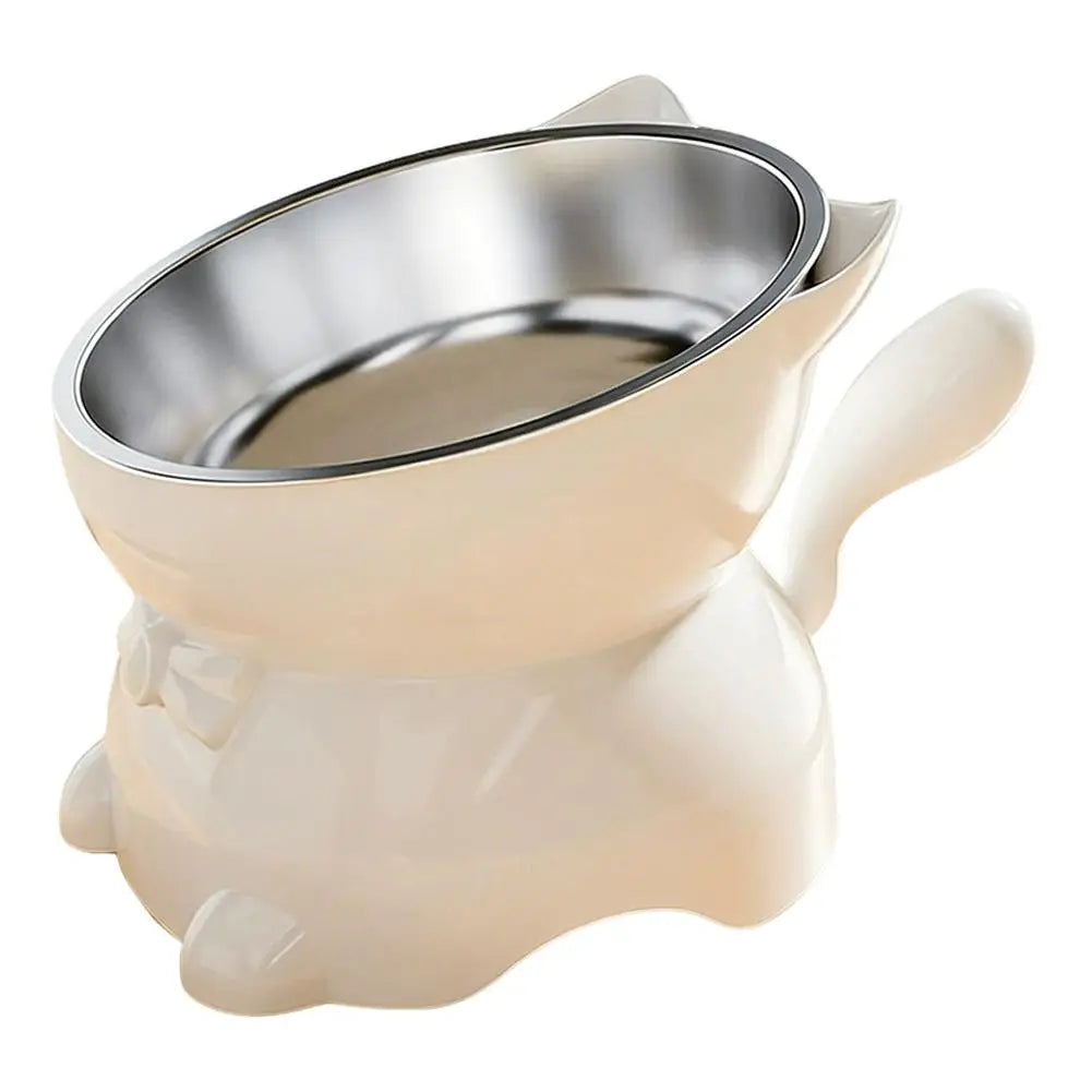 Elevated Cat Bowl, Slanted Rounded Stainless Steel Dish, Removable Inner Bowl, Stable PP Stand, 6 Colors for Cats and Small Dogs - product view 1