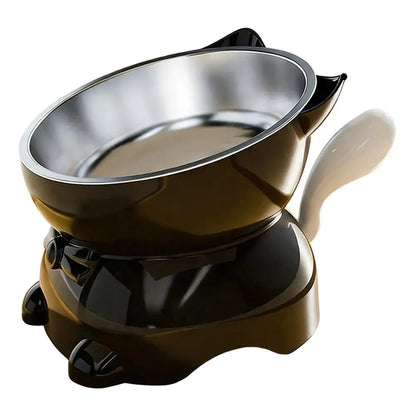Elevated Cat Bowl, Slanted Rounded Stainless Steel Dish, Removable Inner Bowl, Stable PP Stand, 6 Colors for Cats and Small Dogs - product view 2
