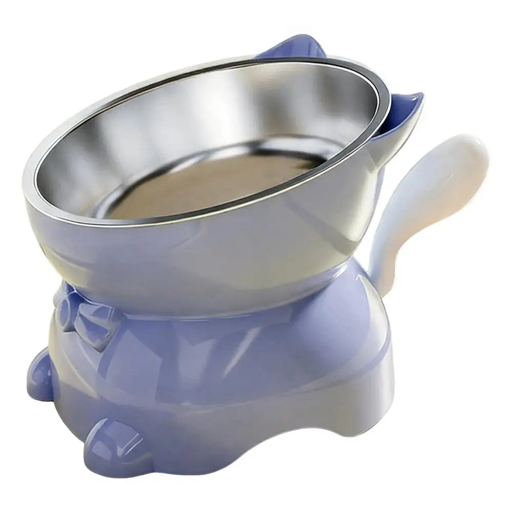 Elevated Cat Bowl, Slanted Rounded Stainless Steel Dish, Removable Inner Bowl, Stable PP Stand, 6 Colors for Cats and Small Dogs - product view 4