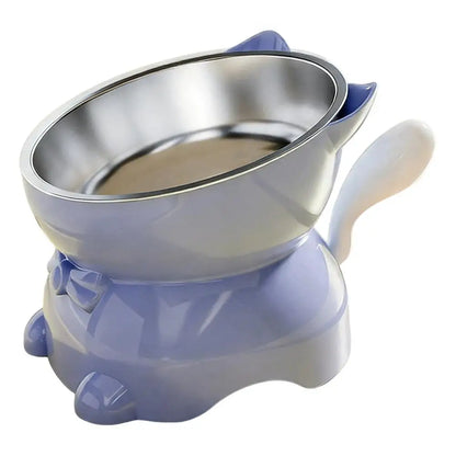 Elevated Cat Bowl, Slanted Rounded Stainless Steel Dish, Removable Inner Bowl, Stable PP Stand, 6 Colors for Cats and Small Dogs - product view 4