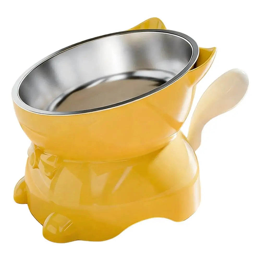 Elevated Cat Bowl, Slanted Rounded Stainless Steel Dish, Removable Inner Bowl, Stable PP Stand, 6 Colors for Cats and Small Dogs - product view 5