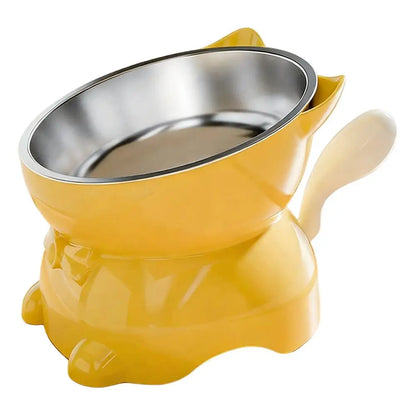Elevated Cat Bowl, Slanted Rounded Stainless Steel Dish, Removable Inner Bowl, Stable PP Stand, 6 Colors for Cats and Small Dogs - product view 5