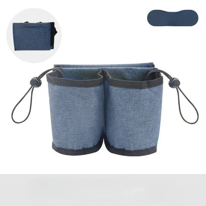 Luggage Cup Holder, Hands-Free Fabric Travel Drink Sleeve for Suitcase, Lightweight Organizer in Blue, Gray, Pink or Black - product view 1