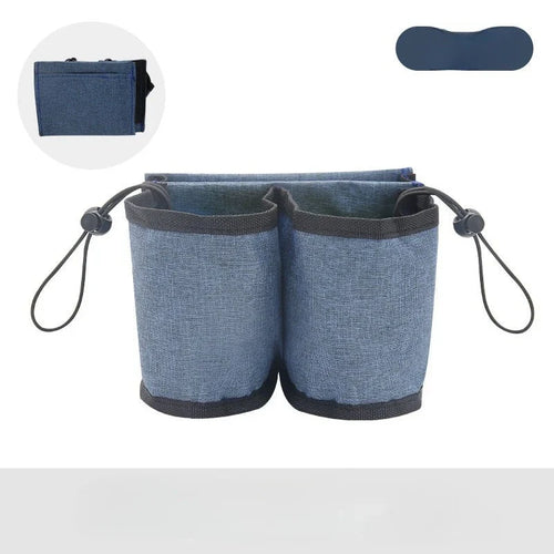 Luggage Cup Holder, Hands-Free Fabric Travel Drink Sleeve for Suitcase, Lightweight Organizer in Blue, Gray, Pink or Black - product view 1
