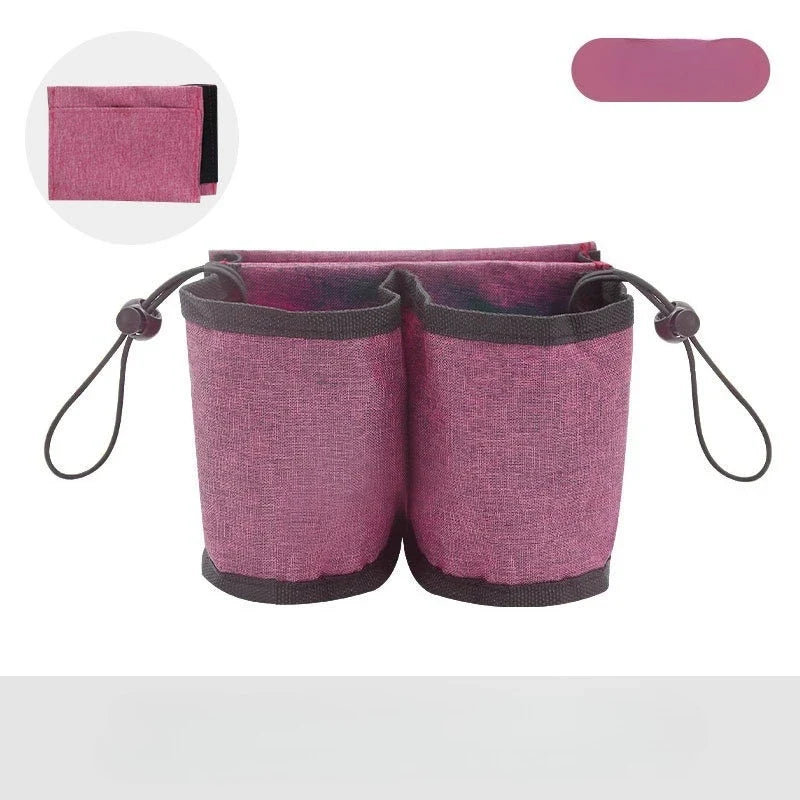 Luggage Cup Holder, Hands-Free Fabric Travel Drink Sleeve for Suitcase, Lightweight Organizer in Blue, Gray, Pink or Black - product view 3