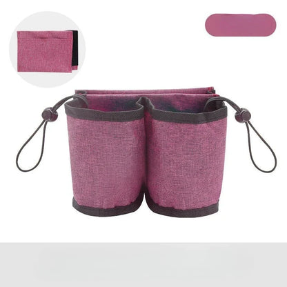 Luggage Cup Holder, Hands-Free Fabric Travel Drink Sleeve for Suitcase, Lightweight Organizer in Blue, Gray, Pink or Black - product view 3