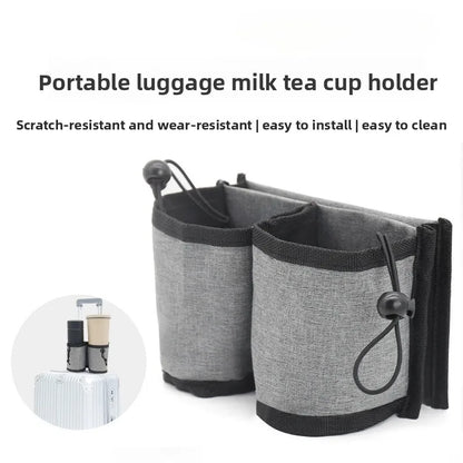Luggage Cup Holder, Hands-Free Fabric Travel Drink Sleeve for Suitcase, Lightweight Organizer in Blue, Gray, Pink or Black - product view 5