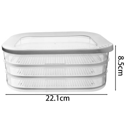 Stackable Food Storage Container, Reusable Plastic Meat and Lunch Box with Lid, 2-Layer or 3-Layer Fridge Organizer - product view 2