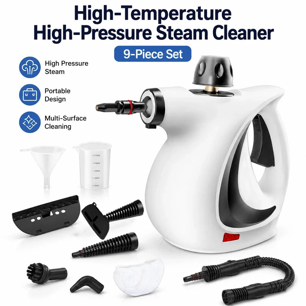 Handheld Steam Cleaner, 9-Piece Accessory Set, 350 mL Boiler and 3–5 Minute Heating for Kitchen, Bathroom and Car - product view 4